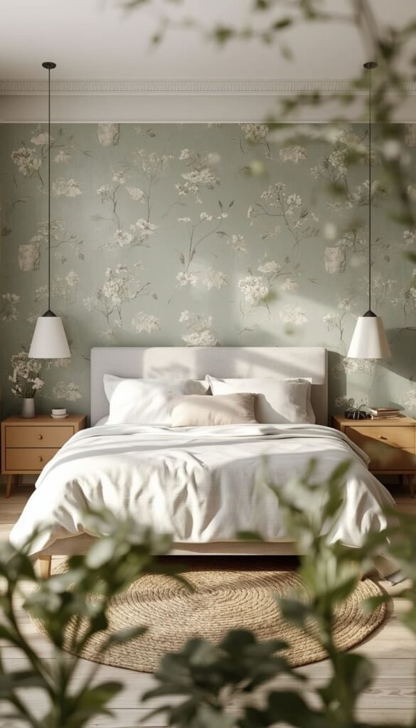 Soft Sage Green Nature Inspired Wallpaper
