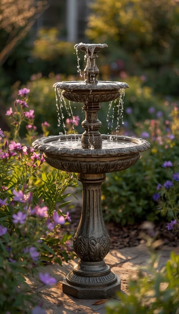 Solar Powered Tiered Fountain Bird Bath  The Statement Piece