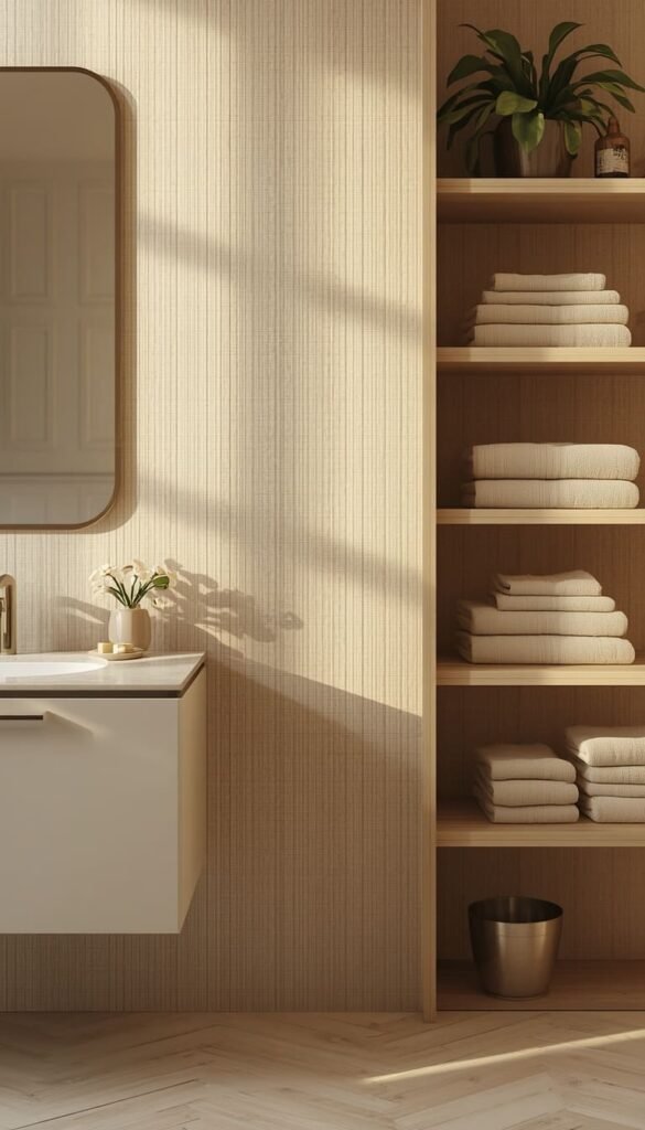  Textured Bathroom Wallpaper Ideas for Depth Without the Drama