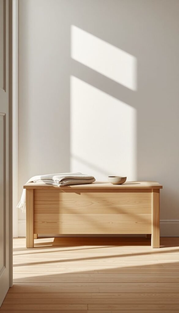 The Light Wood Bench With Hidden Storage
