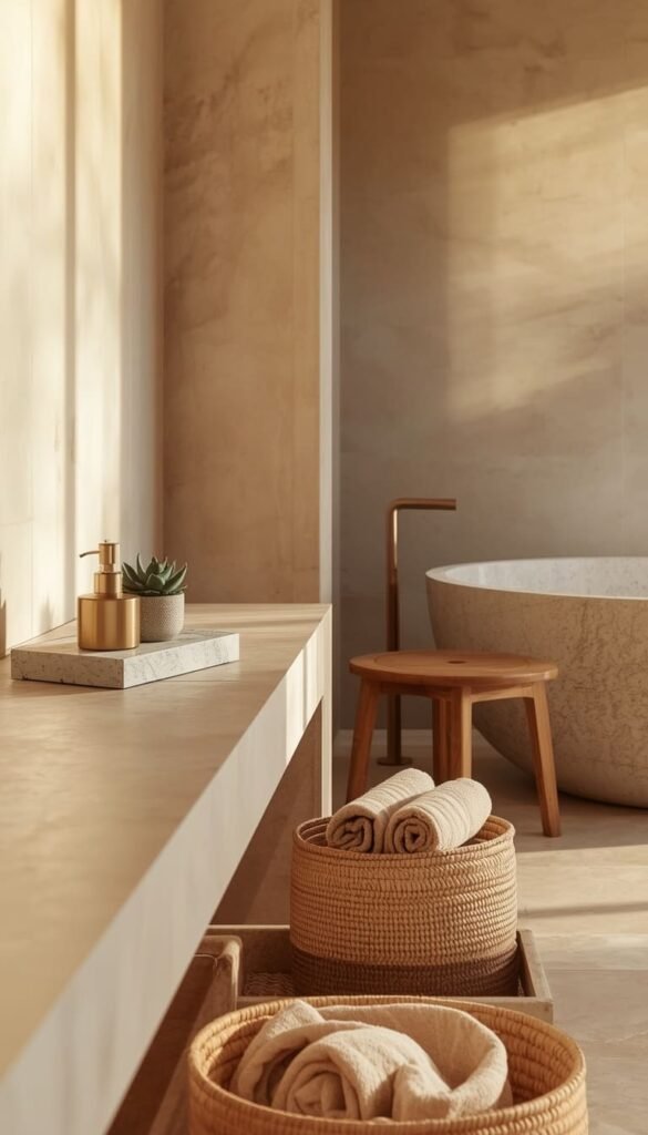 The Spa Style Minimalist Earth Tone Bathroom