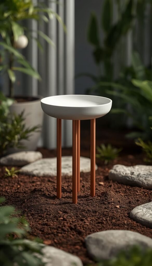 The Three Dowel Modern Bird Bath
