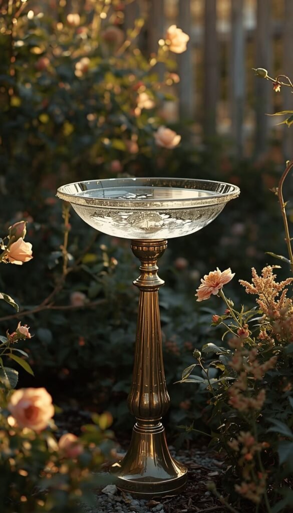 Upcycled Lamp Base Bird Bath