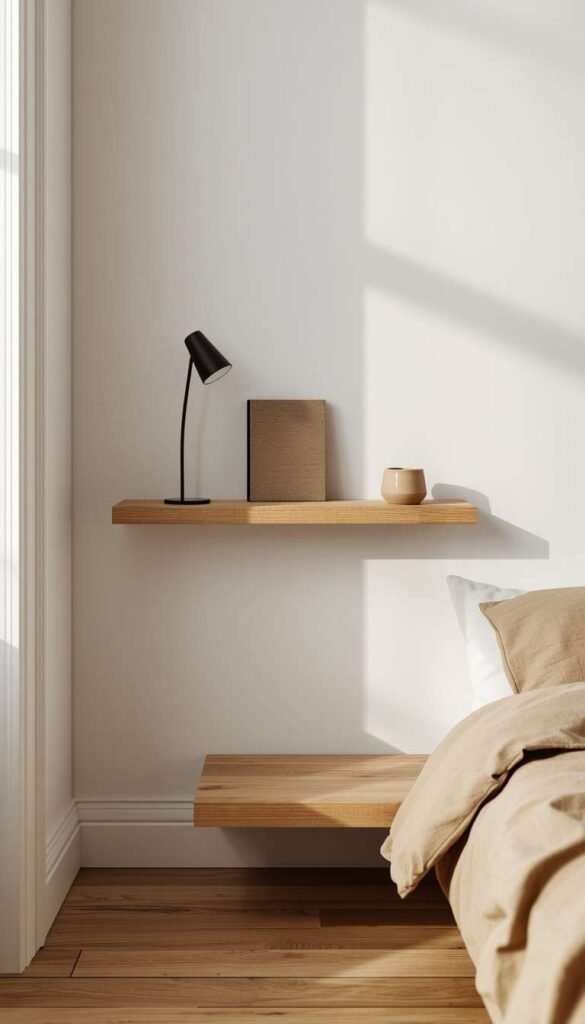 Use Floating Shelves Instead of Bulky Nightstands
