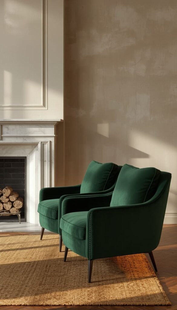Velvet Armchairs as Jewel Toned Accents
