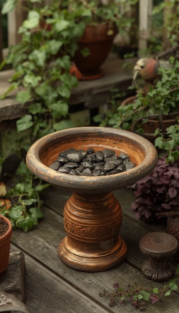  Vintage Repurposed Planter as a Solar Bird Bath