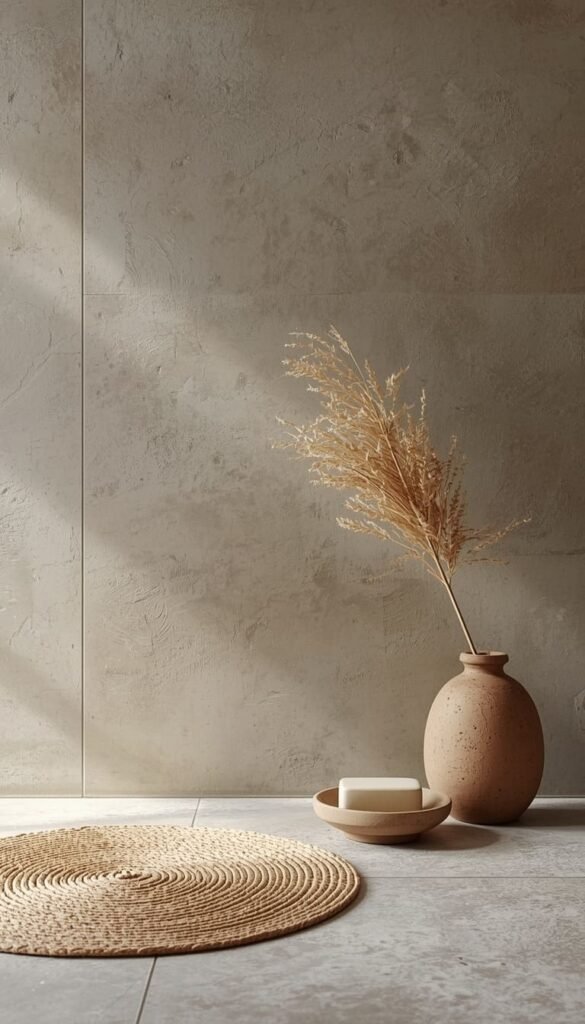 Wabi-Sabi Raw Textures in Concrete and Jute