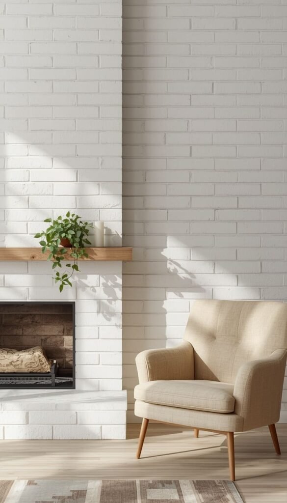 White Painted Brick Floor to Ceiling