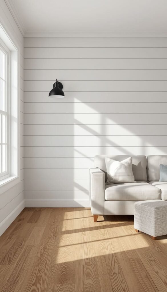 White Shiplap Walls The Backbone of Every Farmhouse Living Room Idea