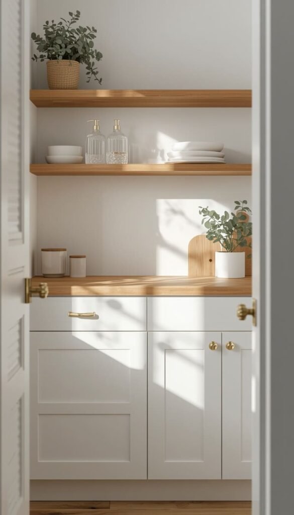 White and Warm Wood Cabinet Combos