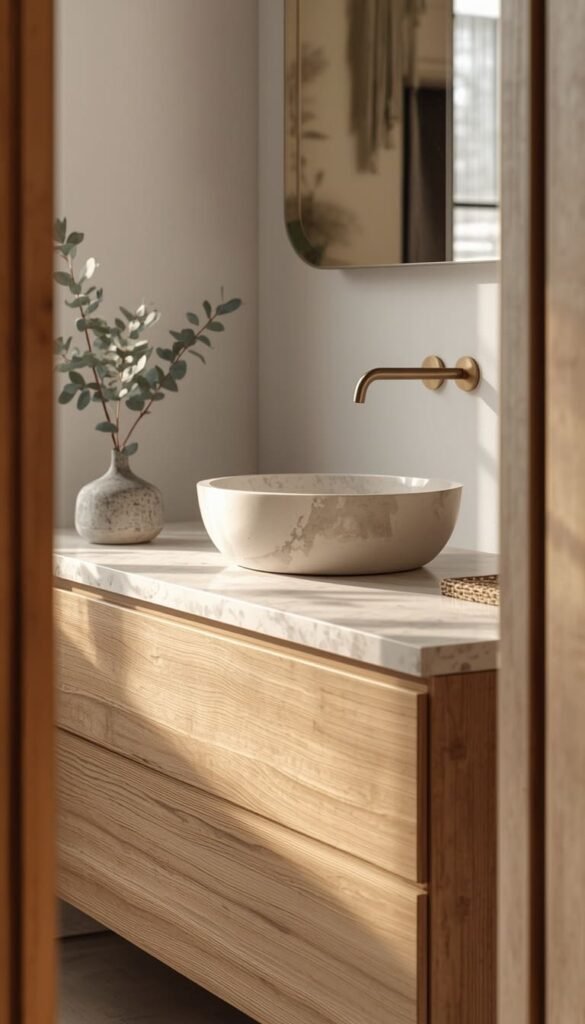  Wood Vanity and Stone Sink Combo