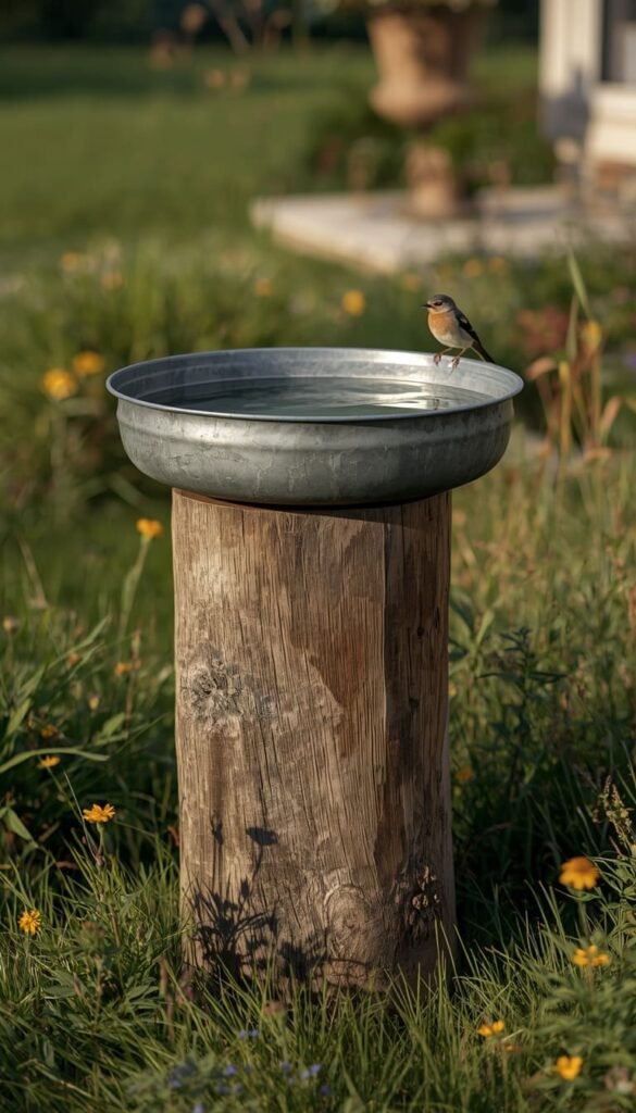 Wooden Log or Tree Stump Bird Bath