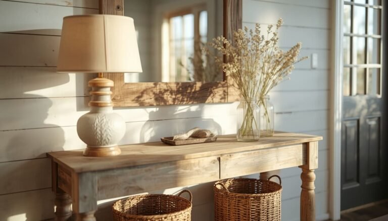 farmhouse entryway table decor ideas