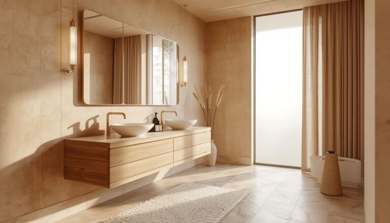modern earth tone bathroom
