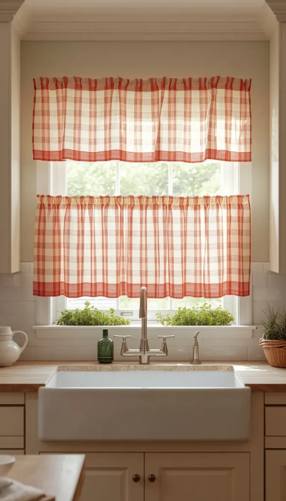 Classic Café Curtains with a Gingham Check