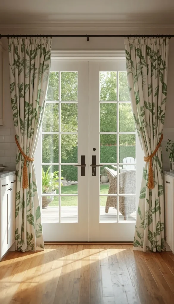 French Door Curtains in a Botanical Print