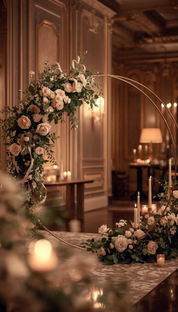 Rose Gold Arch with Blush Blooms