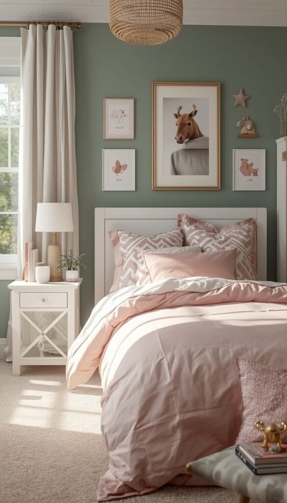Sage and Pink Kids and Teen Bedroom That Grows With Them