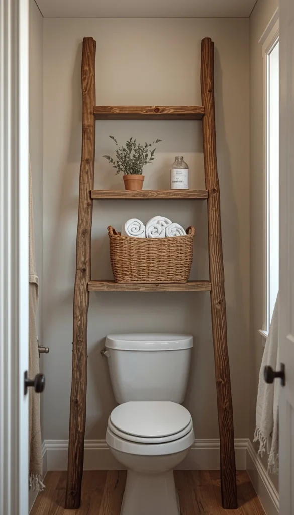 Reclaimed Wood Ladder Shelf