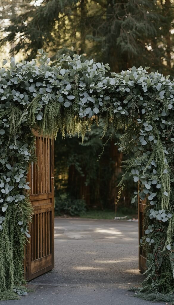 Lush Greenery and Eucalyptus Gate
