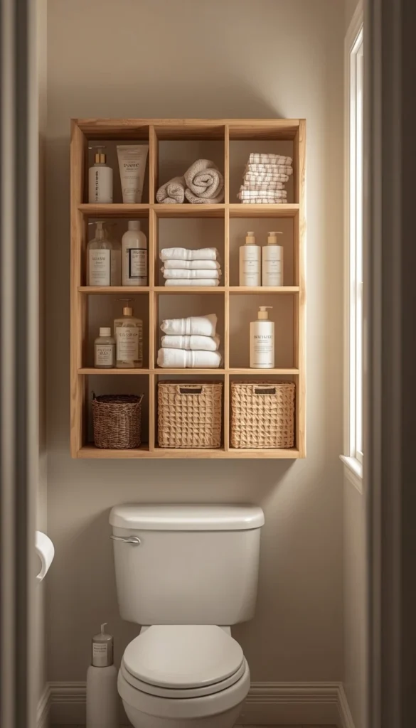Open Cubby Grid for Shared Bathrooms