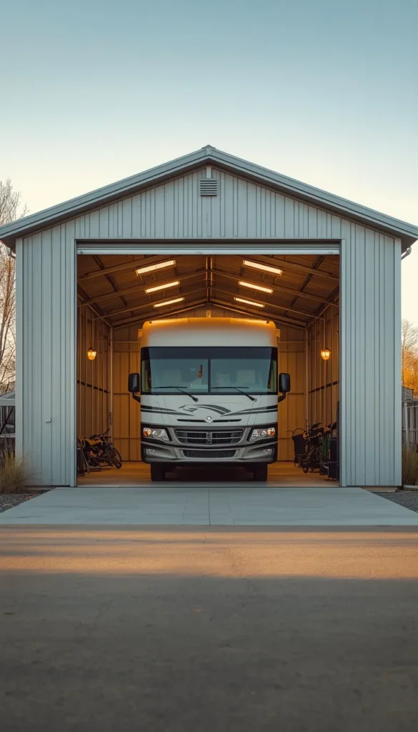 Fully Enclosed Detached Metal RV Garage