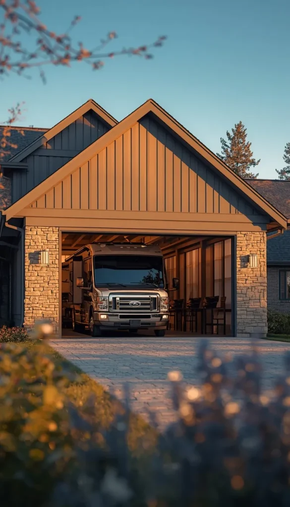 Attached RV Garage with Home Access