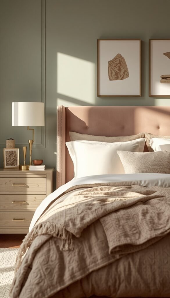  Romantic Master Bedroom: Sage, Blush, and Gold Accents