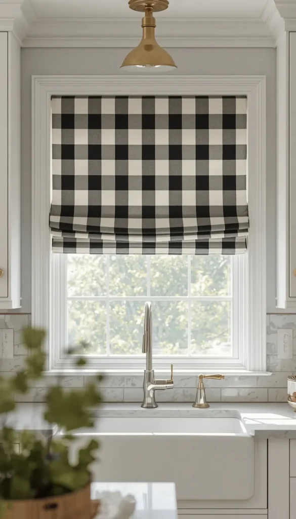 . Roman Shades with Country Fabric as a Hybrid Solution