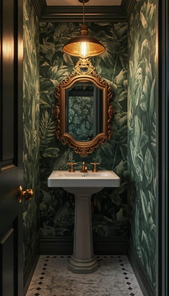 A Statement Wallpaper in the Powder Room