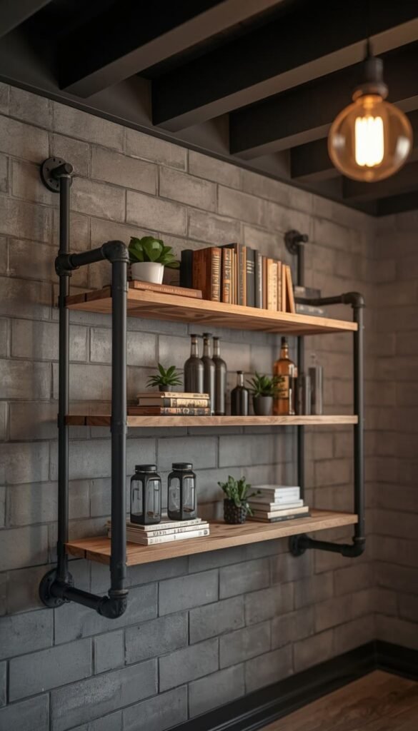 Add a DIY Pipe Shelf to Lean Into the Industrial Look