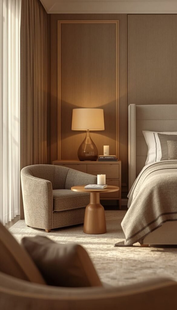 Beige Master Bedroom With a Sitting Area