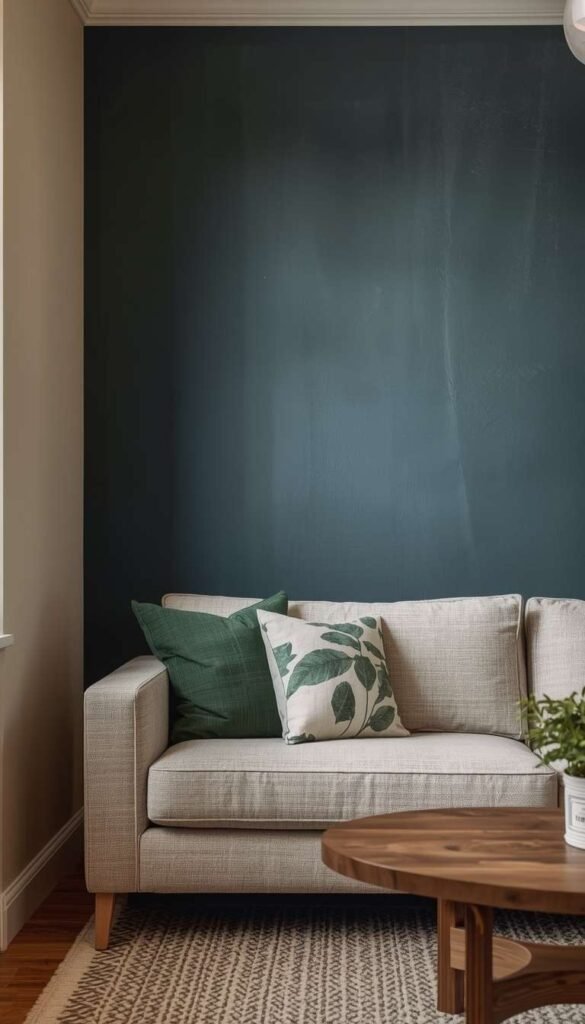 Beige Walls with a Single Blue Accent Wall