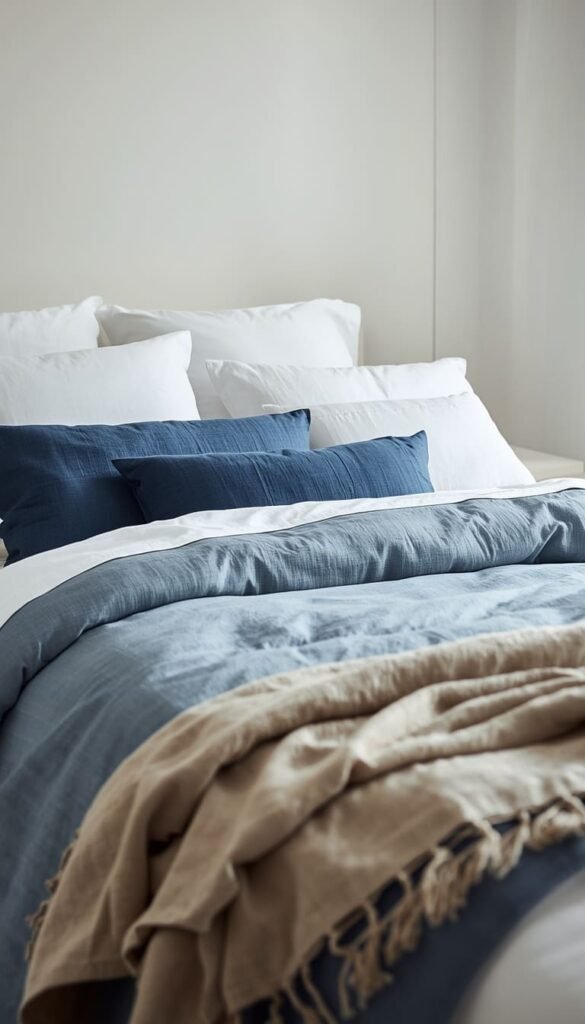 Blue and White Bedding Ideas for Renters Who Cannot Paint Their Walls