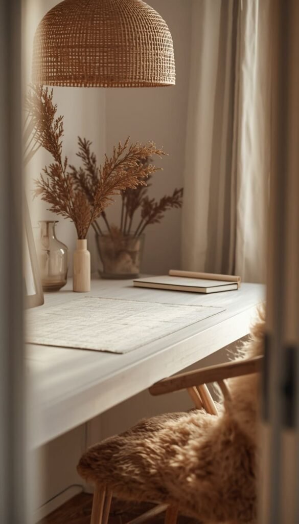 Bring in Natural Textures — Rattan, Linen, and Sheepskin — to Warm Up White Walls