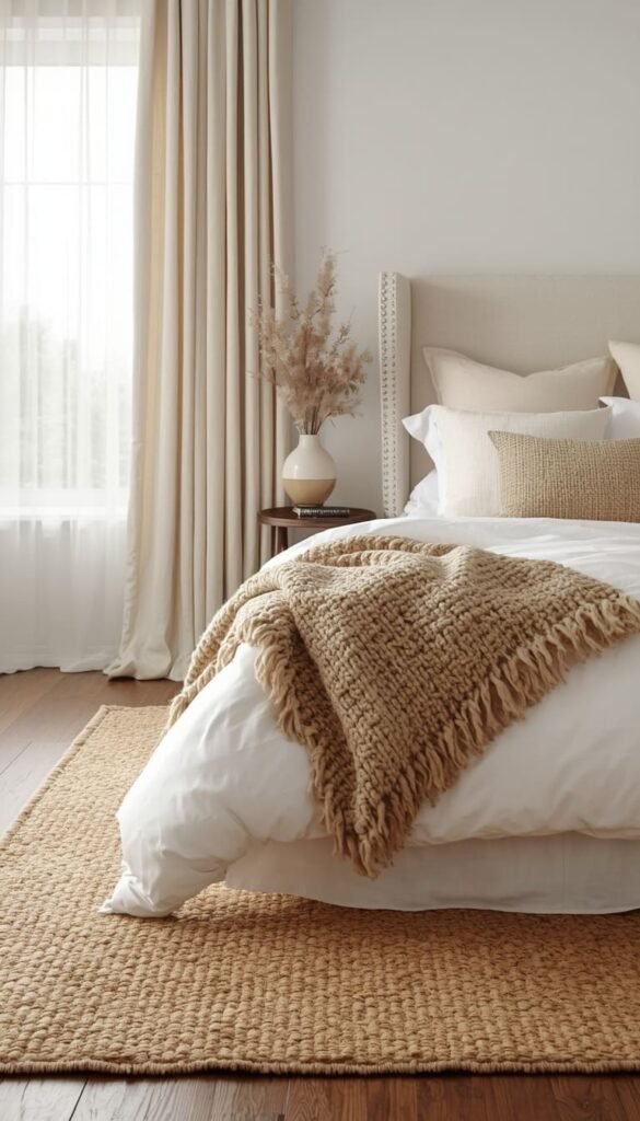 Bring in Texture Through Rugs Throws and Curtains