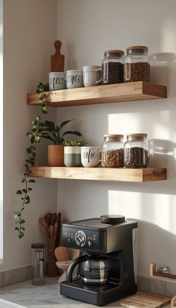 Build a Floating Shelf Coffee Bar Ideas Setup That Maximizes Vertical Space