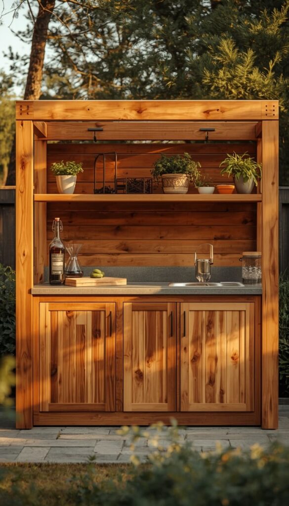Cedar Wood Outdoor Kitchen Plans DIY That Weather Every Season