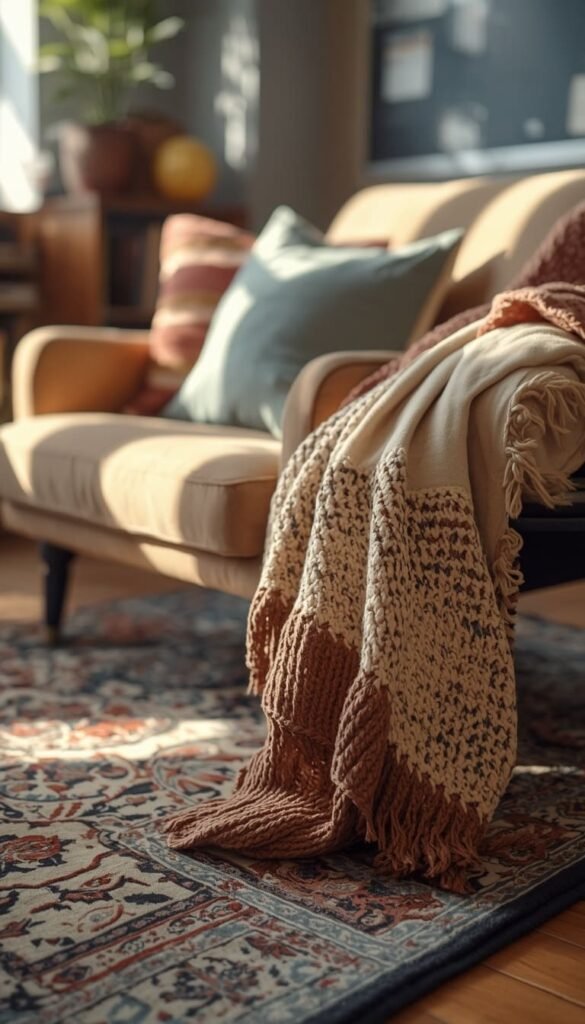 Cozy Textiles: Rugs and Throw Pillows