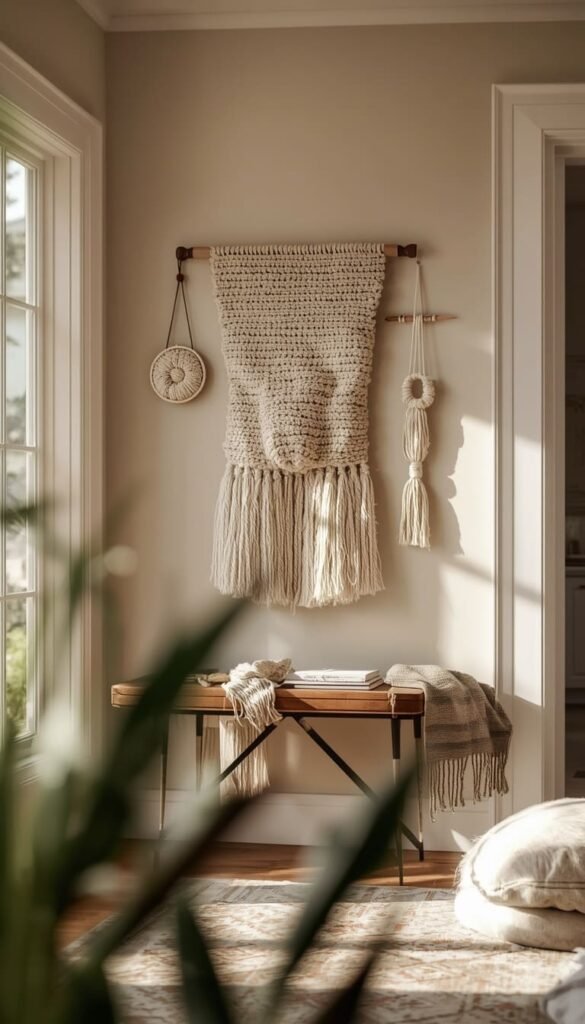 Crochet Fiber Wall Art Cluster Display