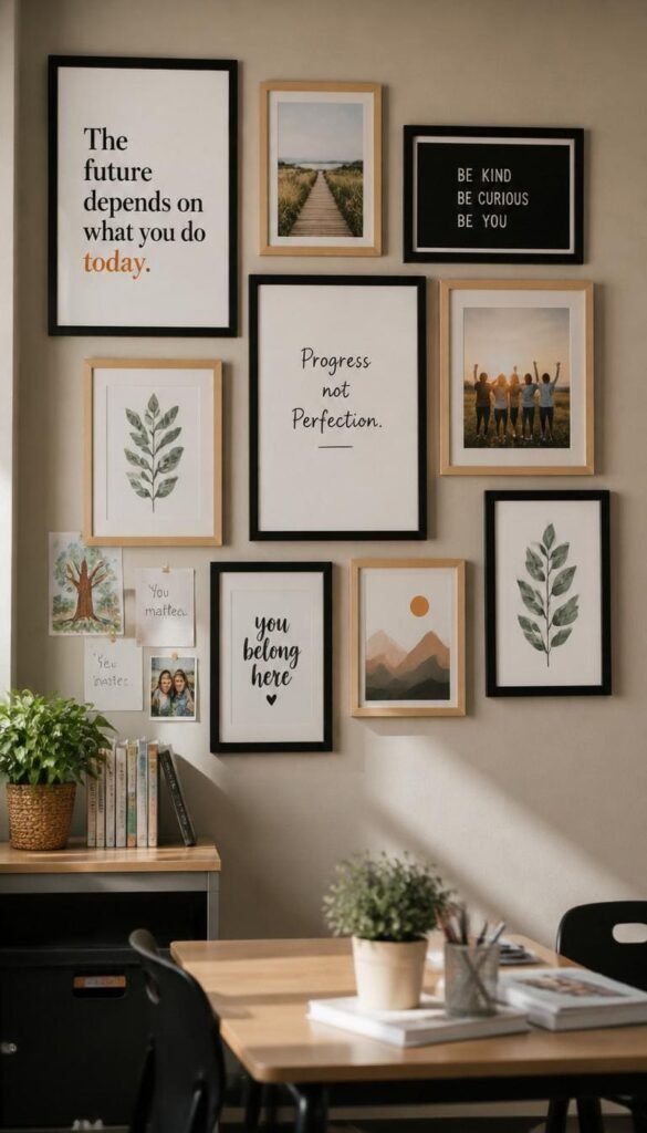 Curated Gallery Wall for Student Work and Quotes