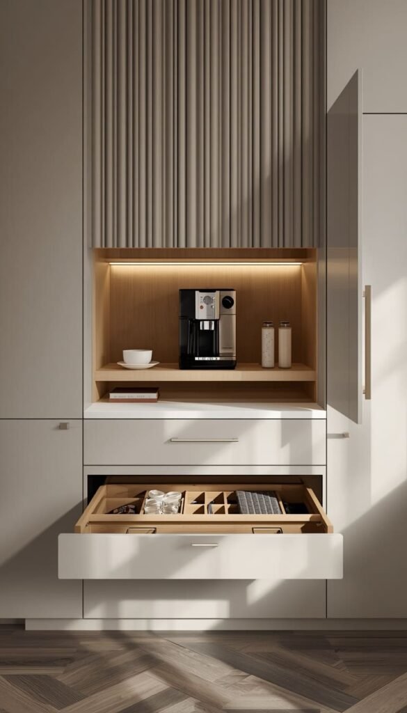 Custom Pull-Out Drawers and an Appliance Garage for the Clean Line Look