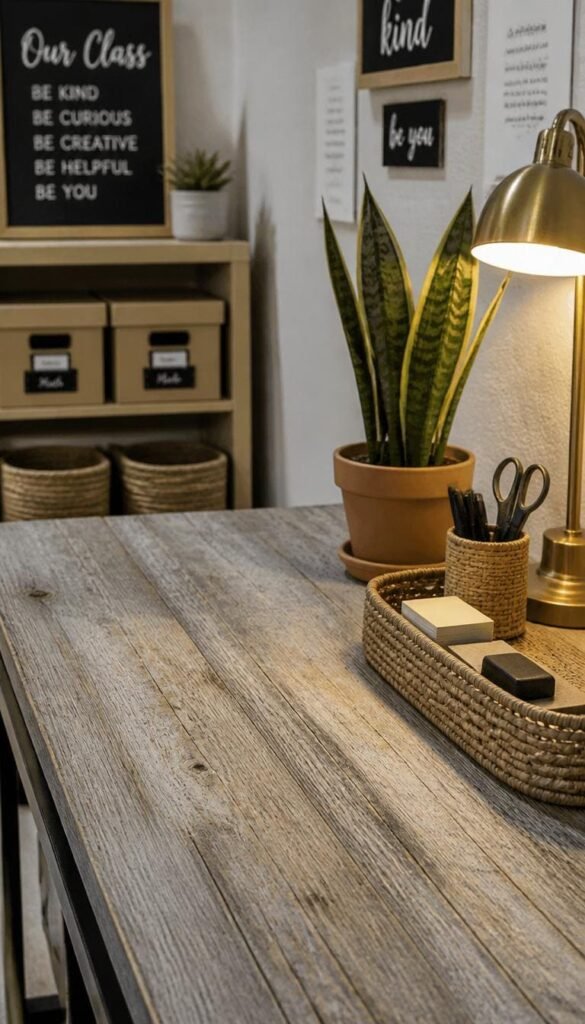 Driftwood or Coastal Neutral Teacher Desk Makeover