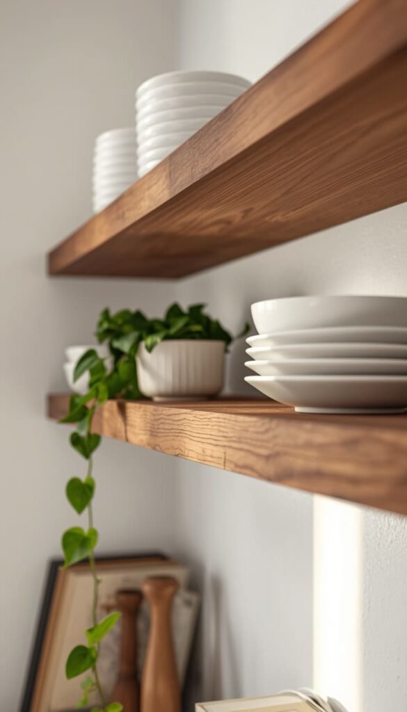Floating Wood Shelves That Bring Warmth to Any Kitchen Style