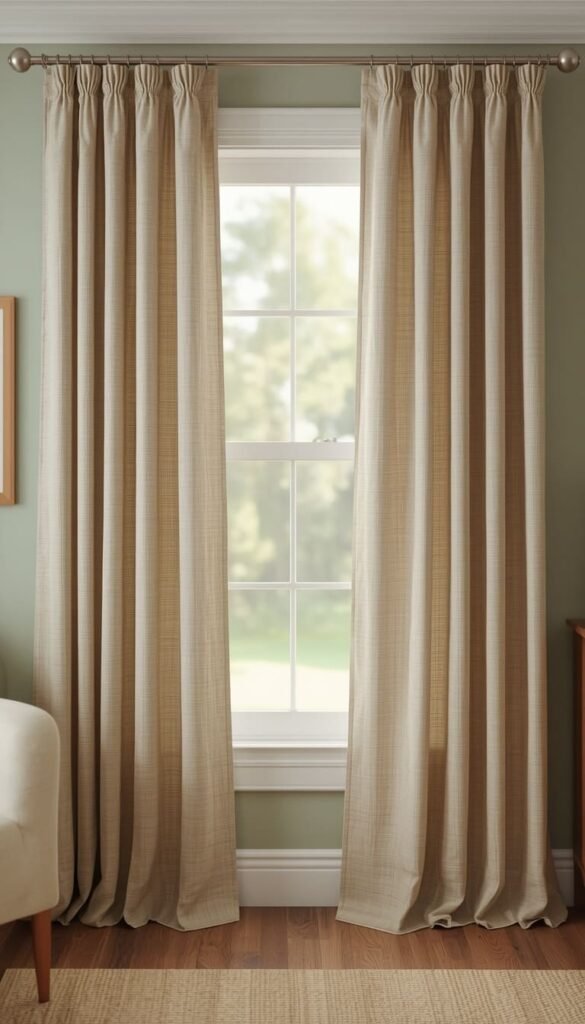  Floor Length Linen Curtains Hung High and Wide