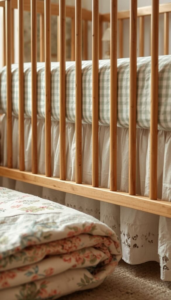 Gingham and Eyelet Crib Bedding