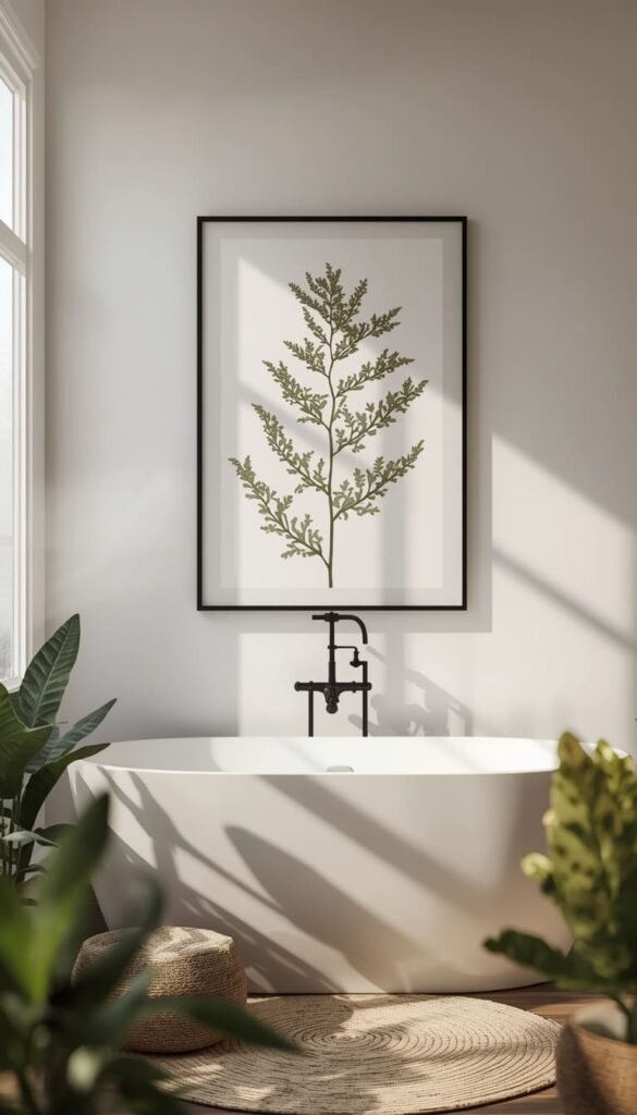Go Bold With a Large Scale Nature Print Above the Tub