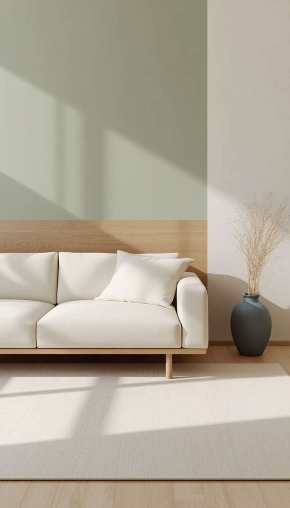 Green and Cream Color Blocking for a Soft Modern Look