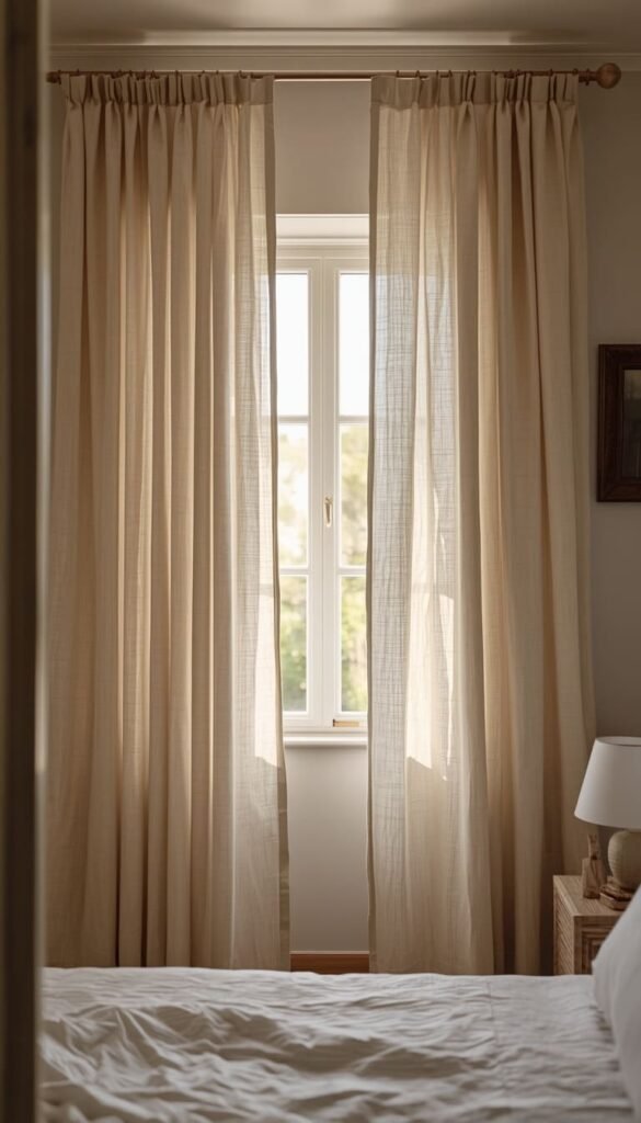 Hang Curtains at Ceiling Height to Fake a Taller Room