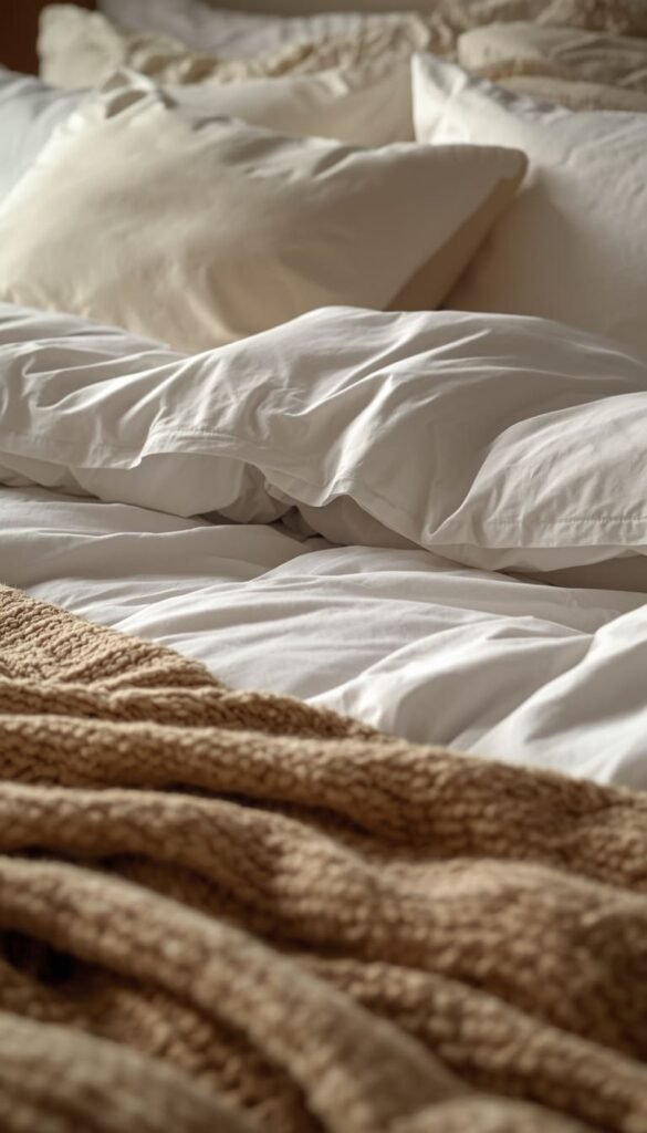 Layer Cream Bedding Over a Crisp White Base